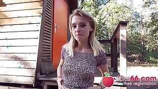 SWEET TEEN Lily Ray gets BONED behind an old shack and swallows a big load! (ENGLISH) Dates66.com
